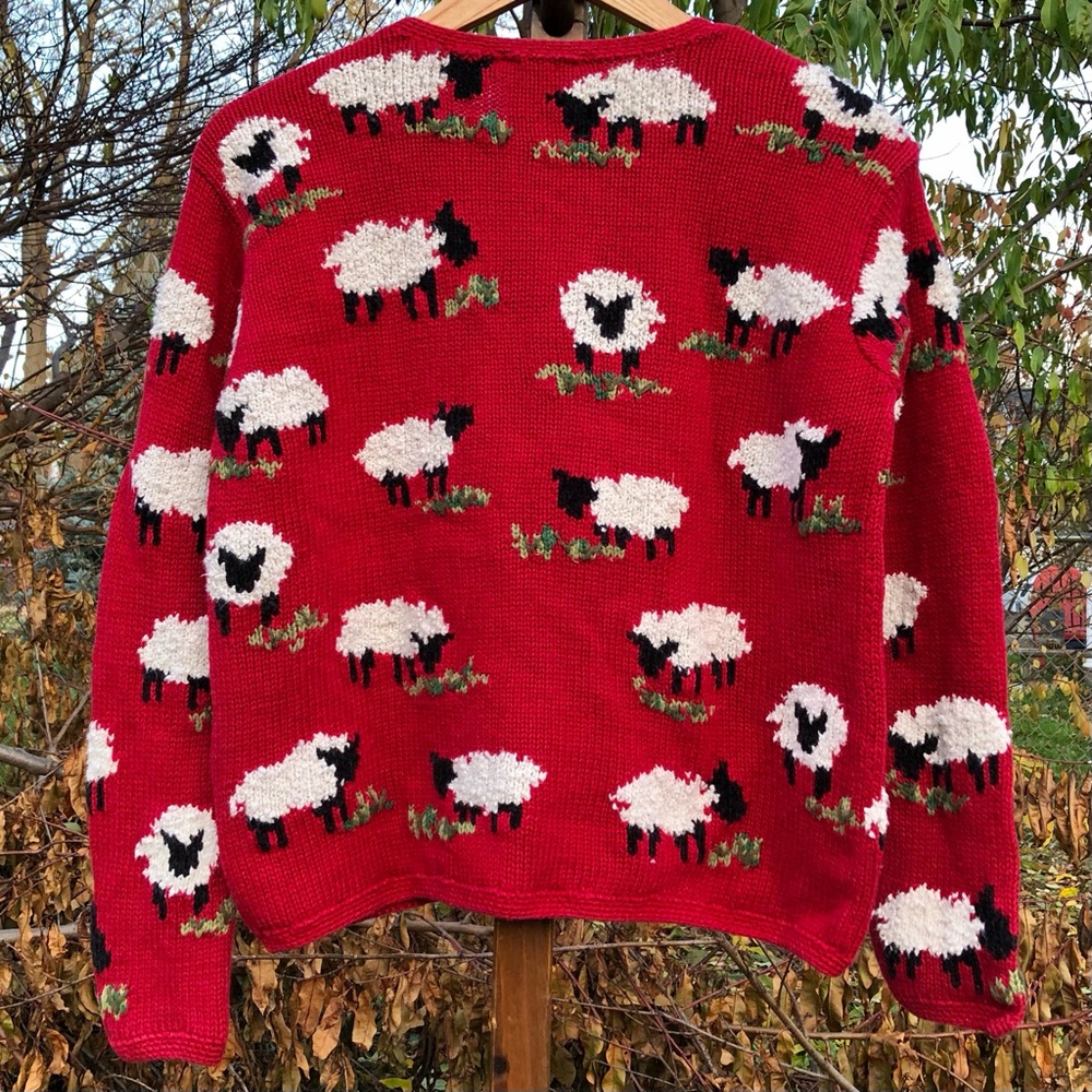Talbots Hand Knit Sheep Cardigan - Picture 2 of 6